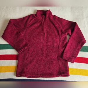 Devon & Jones Raspberry Red Quarter-Zip Fleece Pullover Sweater S Small